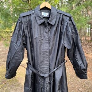 80s Liz Thomas Black Trench Coat Women’s Plus Size 24W Classic Spring Chic